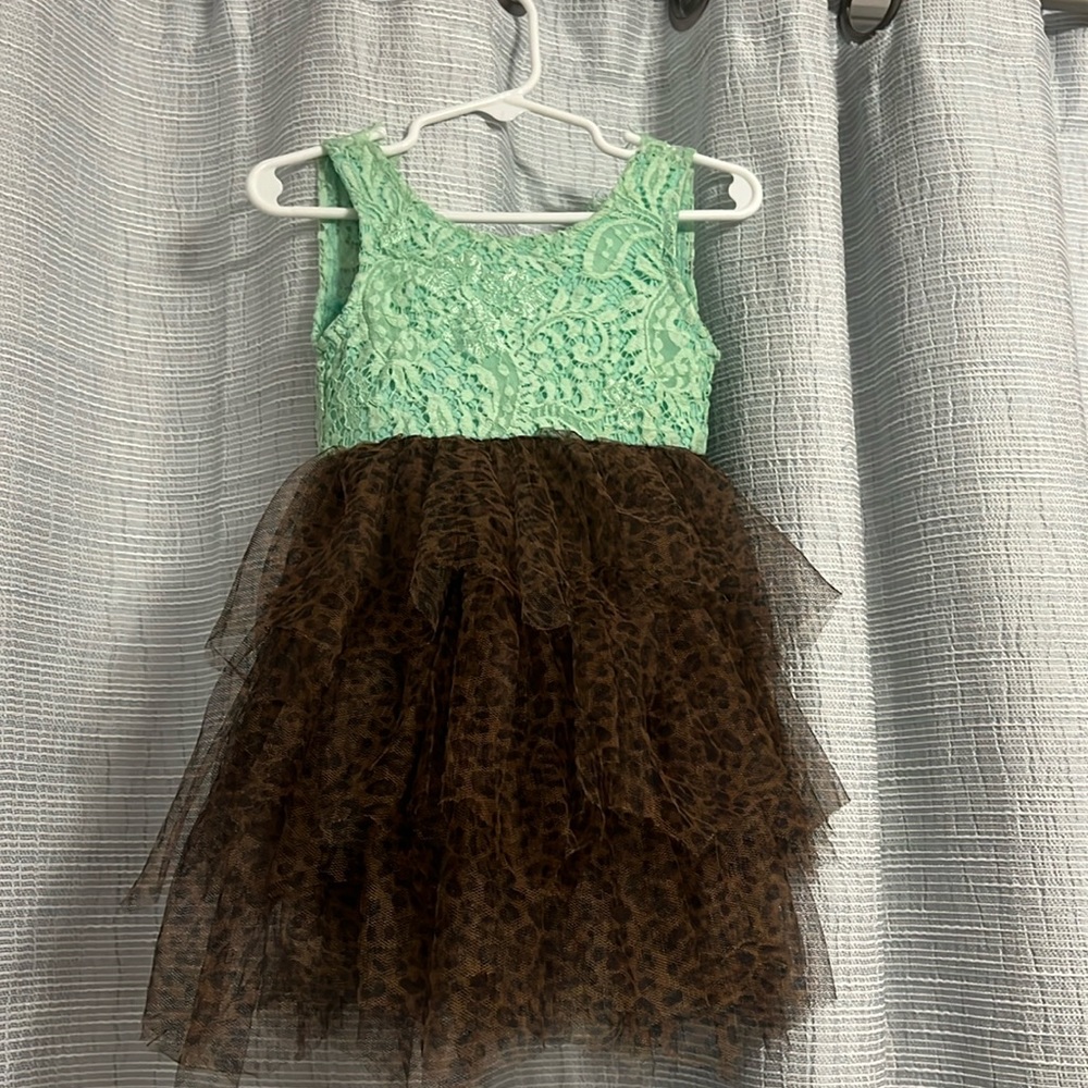 Never worn Teal green and cheetah print dress size xs